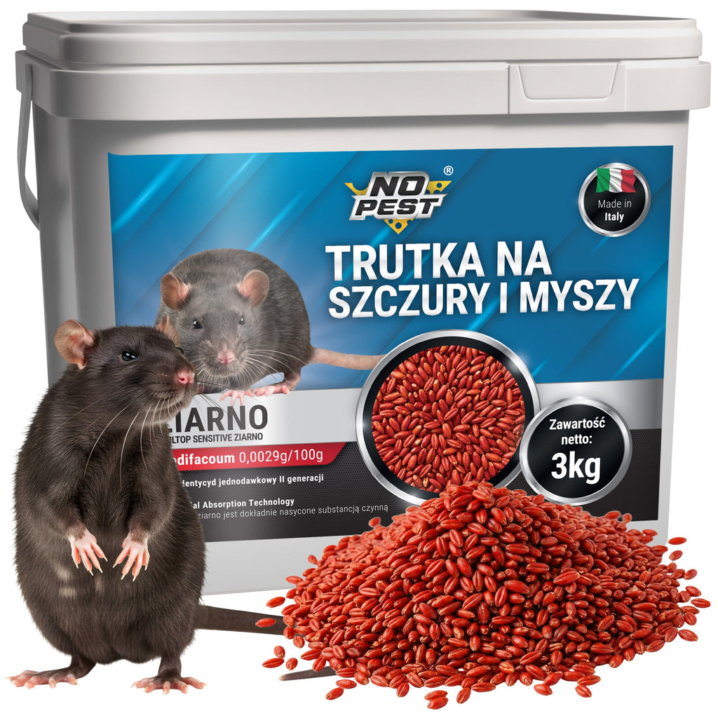 No Pest Brodifacoum Getreideköder gegen Ratten und Mäuse – 3 kg