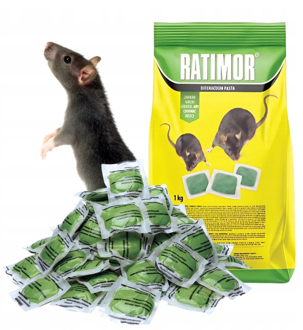 RATIMOR, Difenacoum, Paste für Mäuse und Ratten, 1 kg