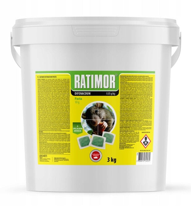 RATIMOR, Difenacoum, Paste für Mäuse und Ratten, 3 kg