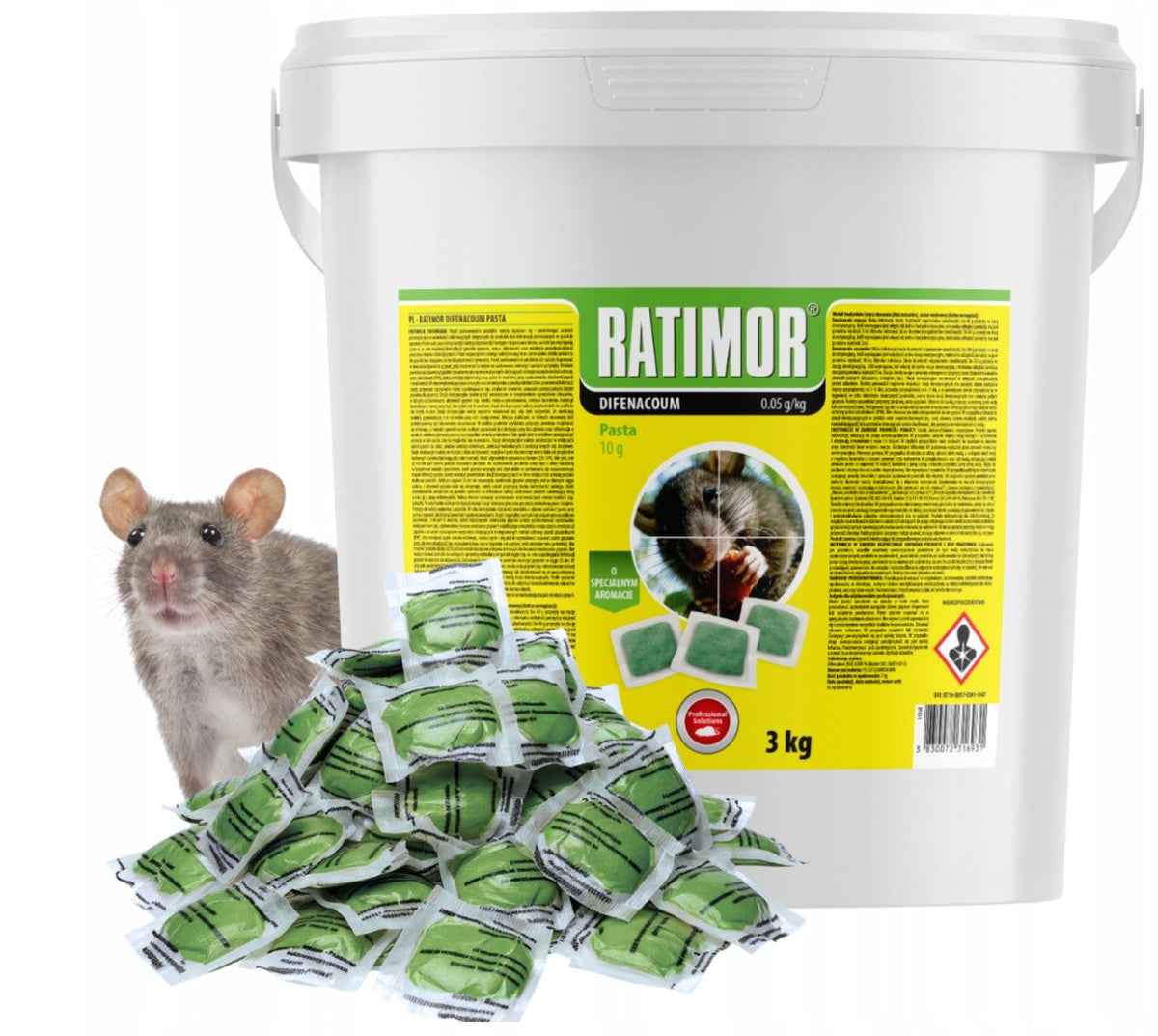 RATIMOR, Difenacoum, Paste für Mäuse und Ratten, 3 kg